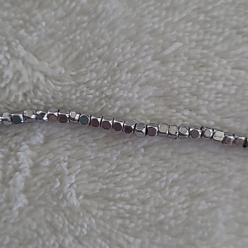 Fossil Silver Tone Cross Bracelet Beaded Chain Adjustable Crystal Accent Dainty - Picture 9 of 10
